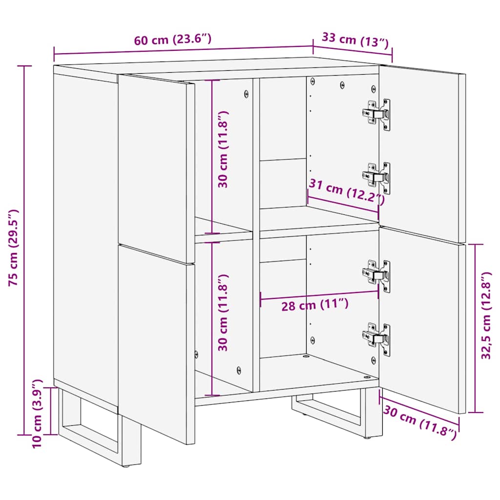 Media Storage Cabinets & Racks White and Black 60 x 33 x 75 cm