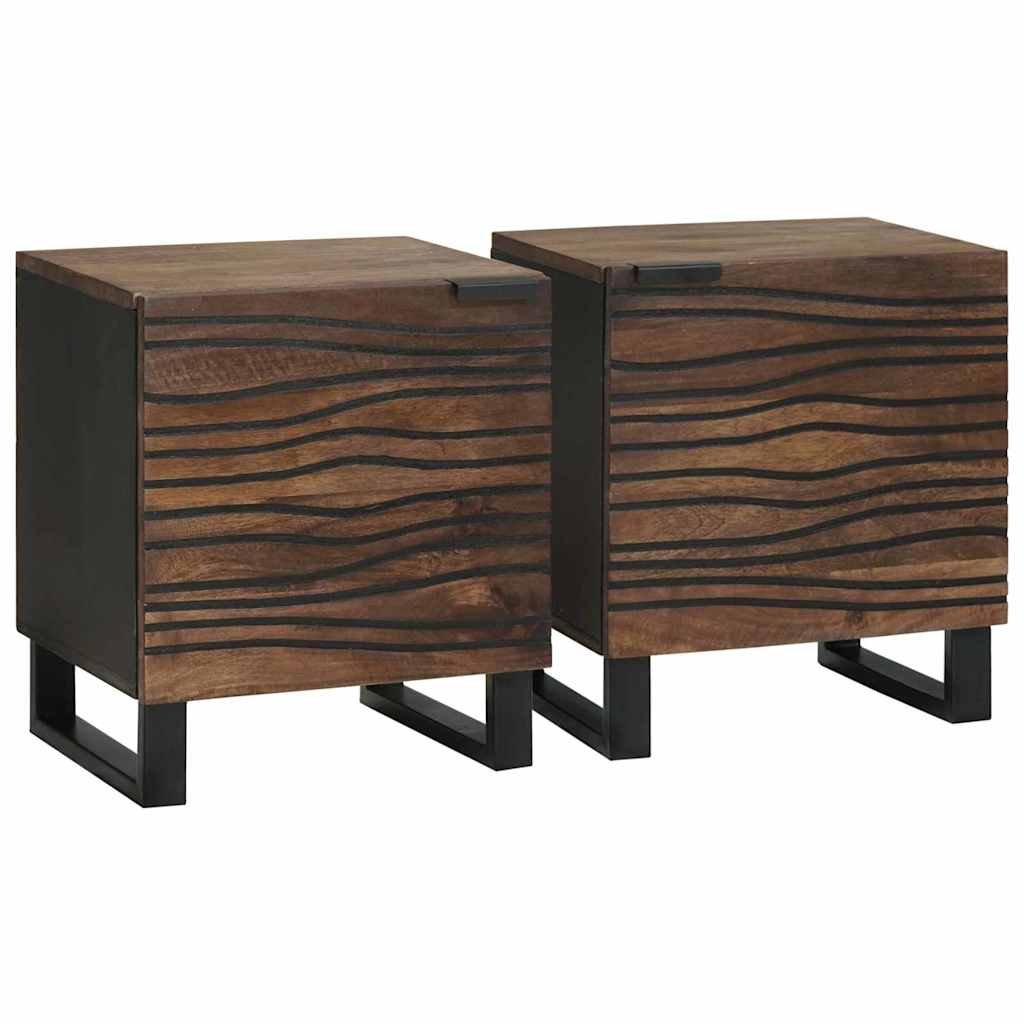 Bedside Cabinet 2 pcs Walnut 40 x 33 x 46 cm Solid mango wood
