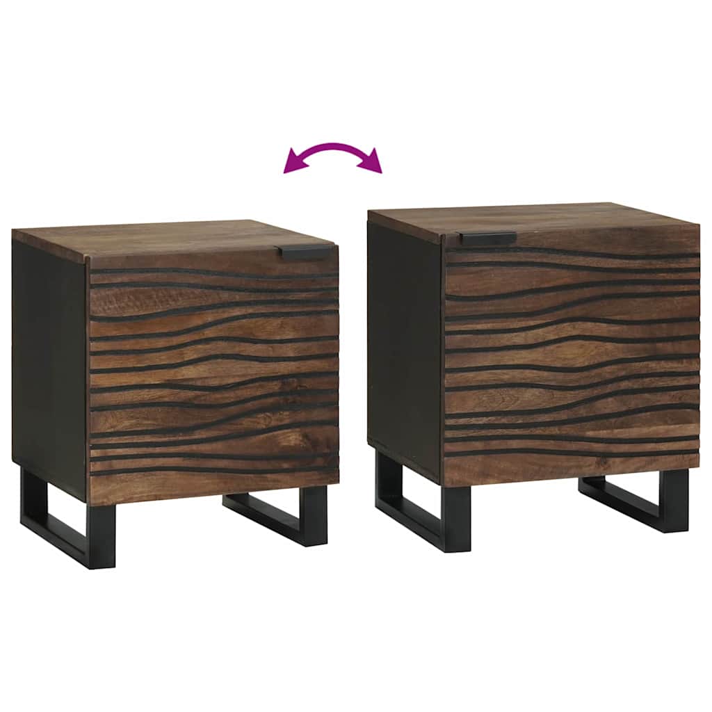 Bedside Cabinet 2 pcs Walnut 40 x 33 x 46 cm Solid mango wood