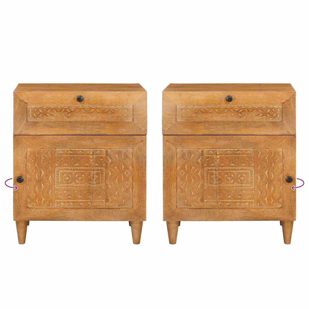 Bedside Table Light brown 50 x 33 x 60 cm Solid mango wood