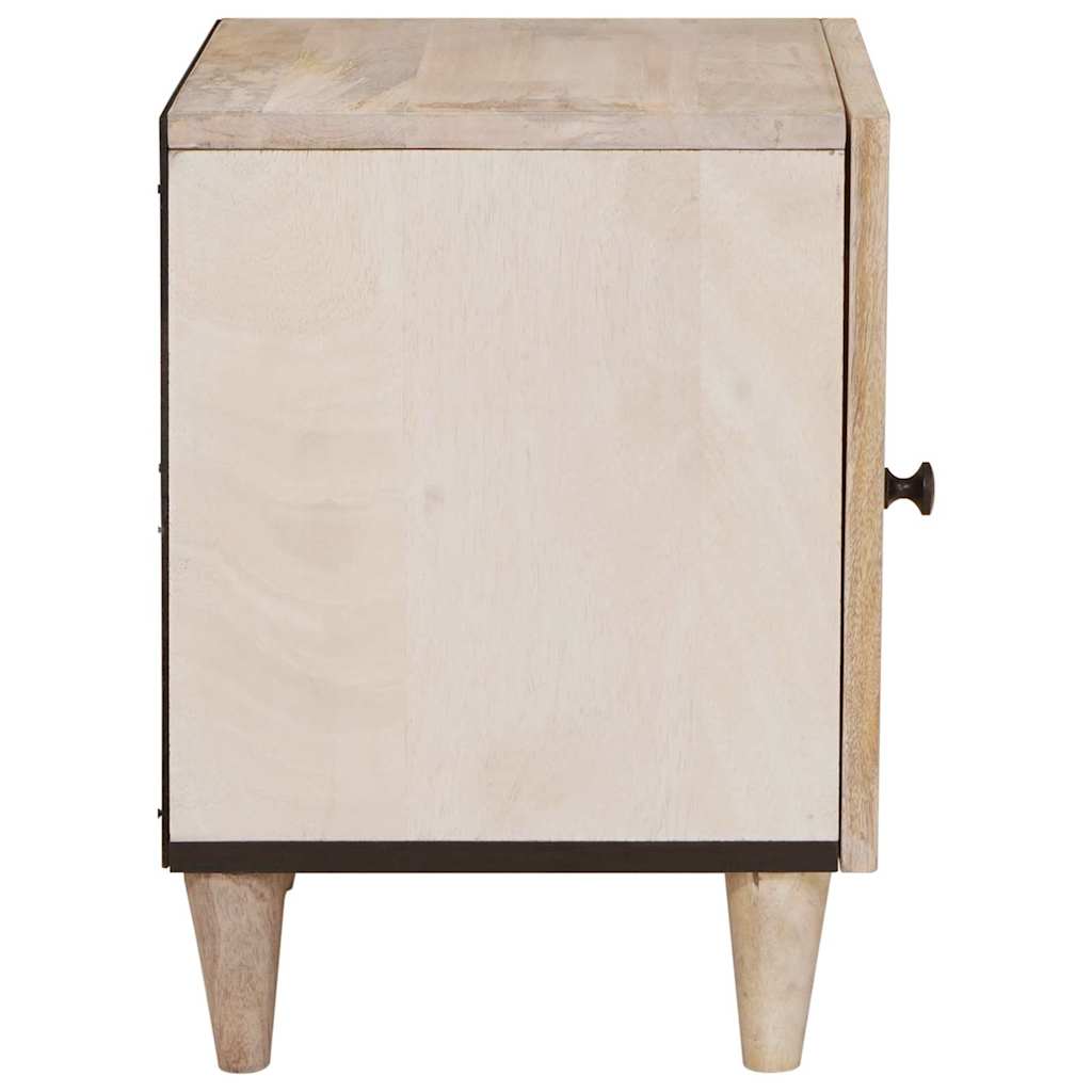 Bedside Table Beige 40 x 33 x 46 cm Solid mango wood