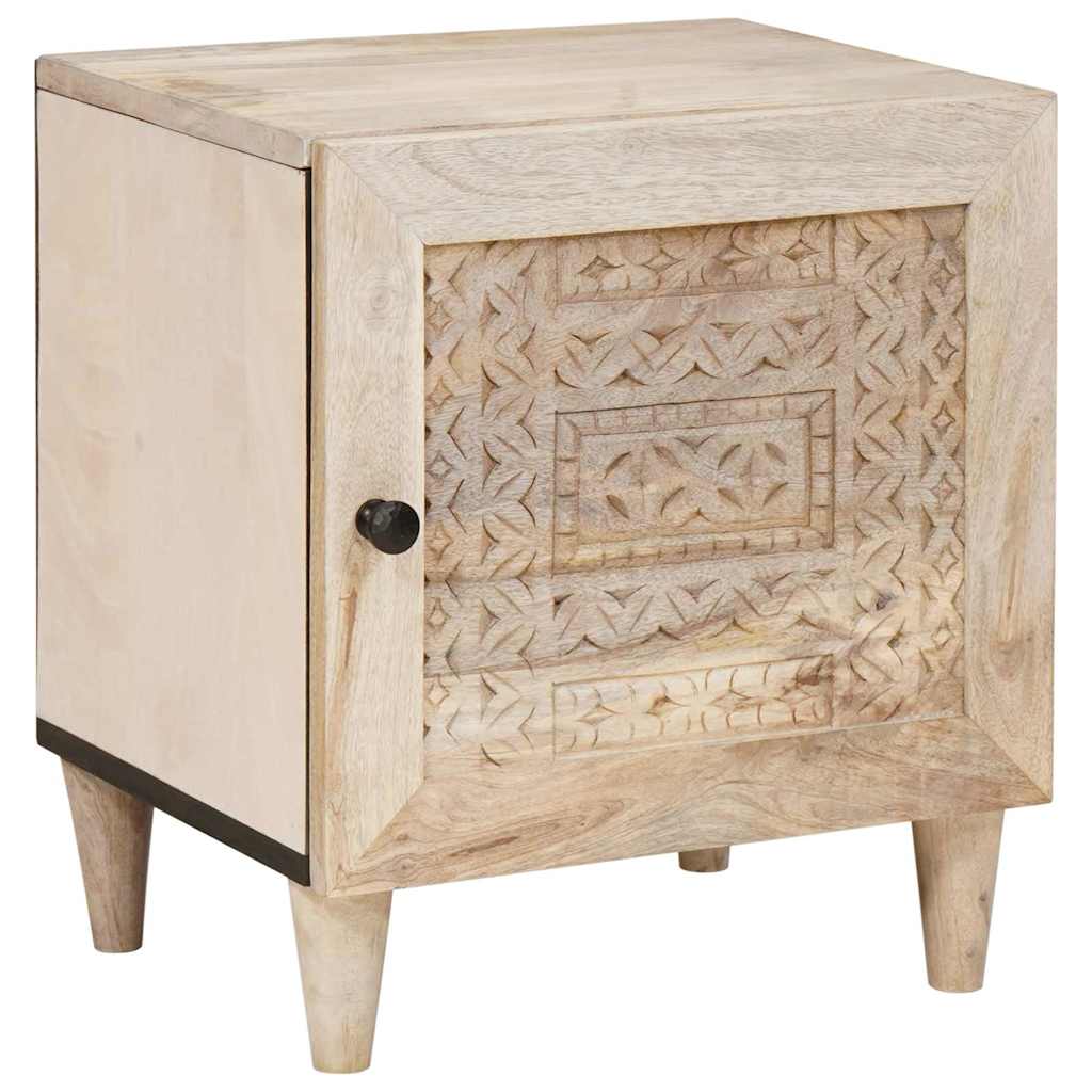 Bedside Table 2 pcs Beige 40 x 33 x 46 cm Solid mango wood
