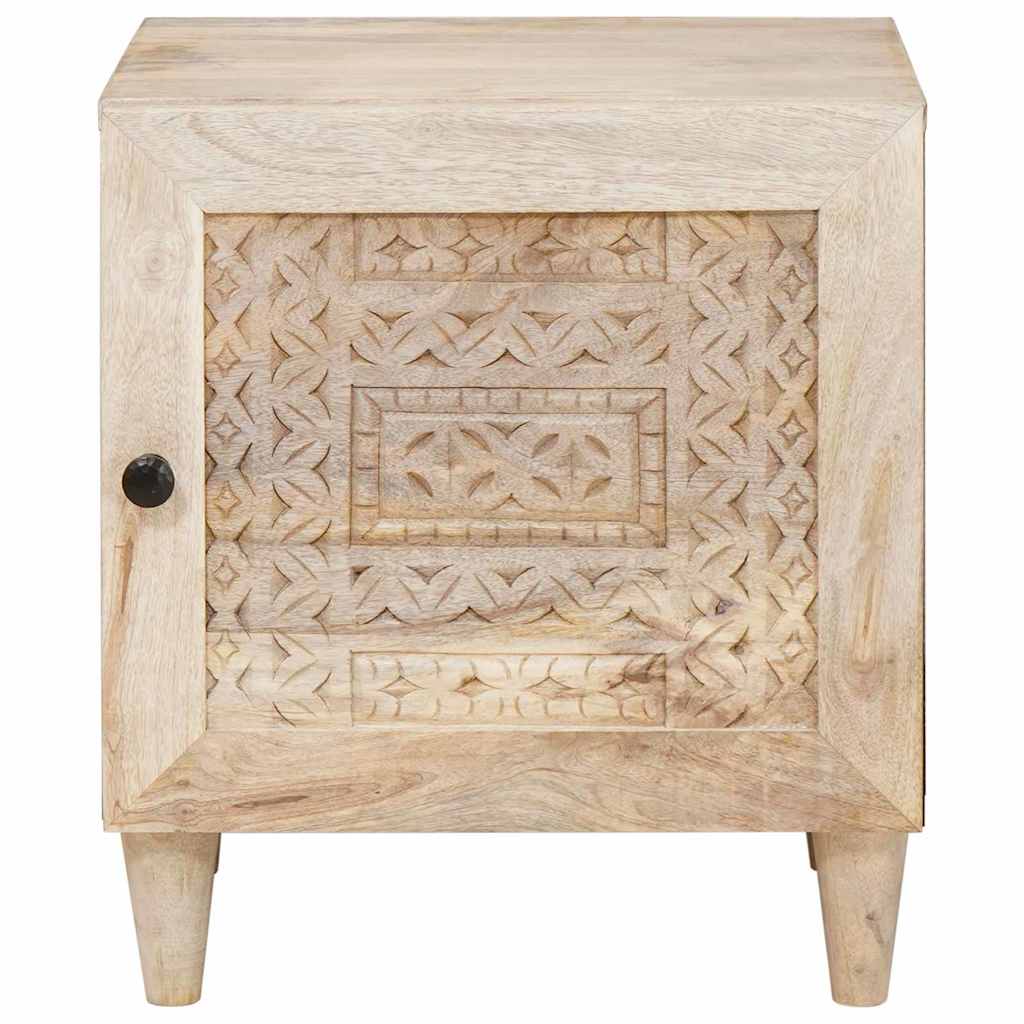 Bedside Table 2 pcs Beige 40 x 33 x 46 cm Solid mango wood