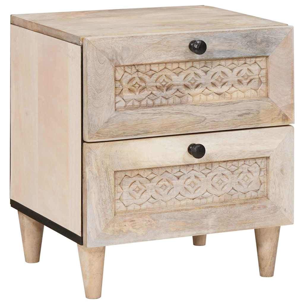 Bedside Table 2 pcs Beige 40 x 33 x 46 cm Solid mango wood