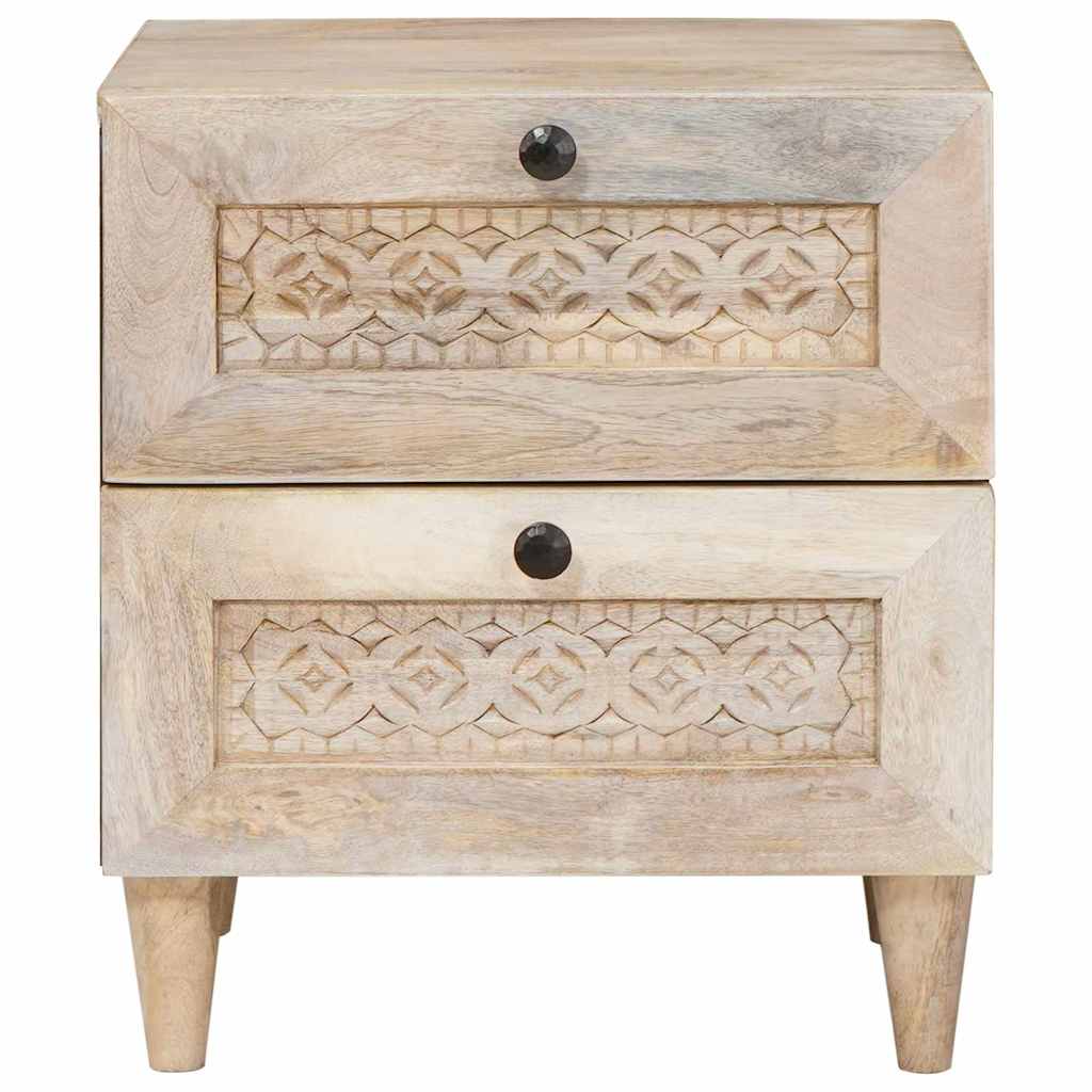 Bedside Table 2 pcs Beige 40 x 33 x 46 cm Solid mango wood