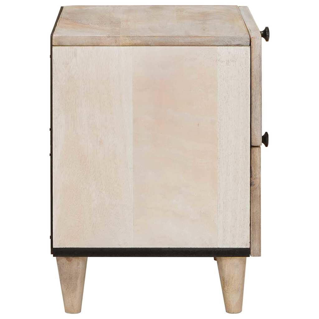Bedside Table 2 pcs Beige 40 x 33 x 46 cm Solid mango wood