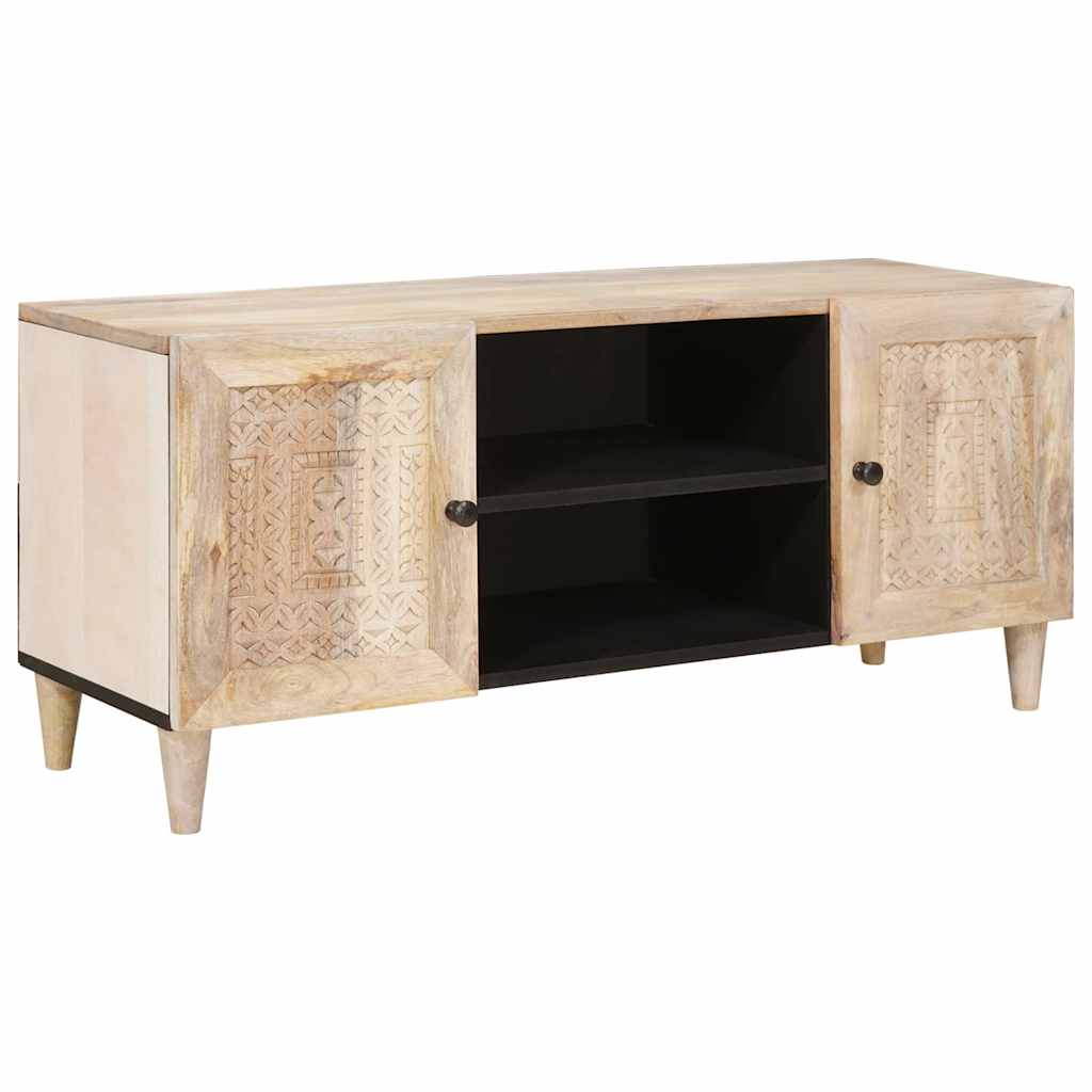 TV Cabinet with Shelf White 105 x 33 x 46 cm Solid mango wood