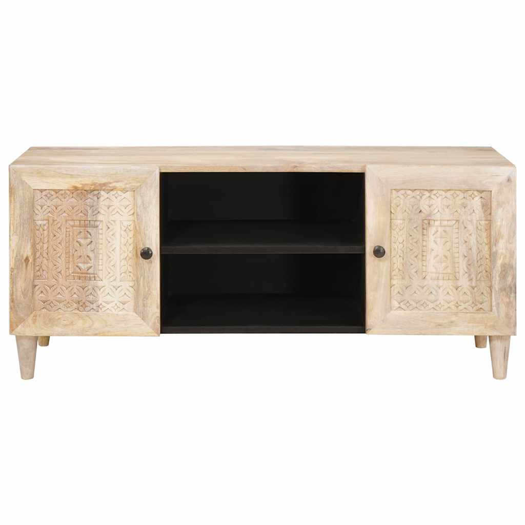 TV Cabinet with Shelf White 105 x 33 x 46 cm Solid mango wood