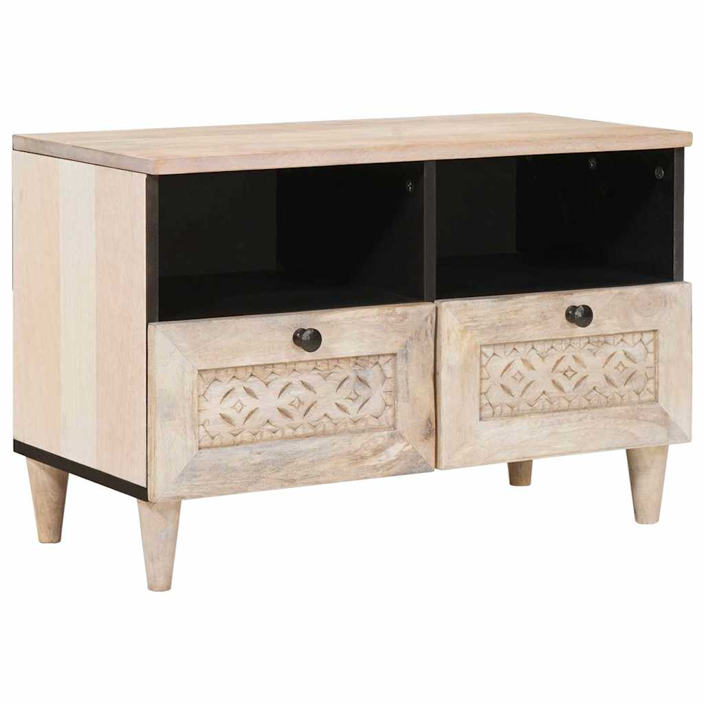 TV Cabinet with Drawer White 70 x 33 x 46 cm Solid mango wood