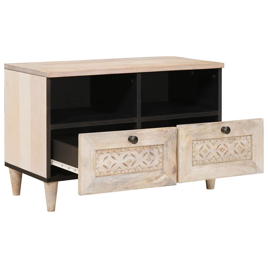 TV Cabinet with Drawer White 70 x 33 x 46 cm Solid mango wood