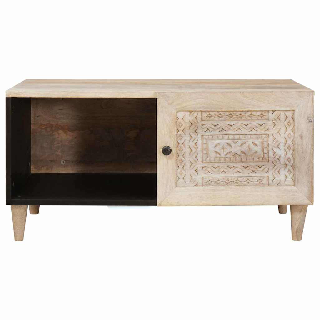 Coffee Table with Shelf Beige 80 x 50 x 40 cm Solid mango wood