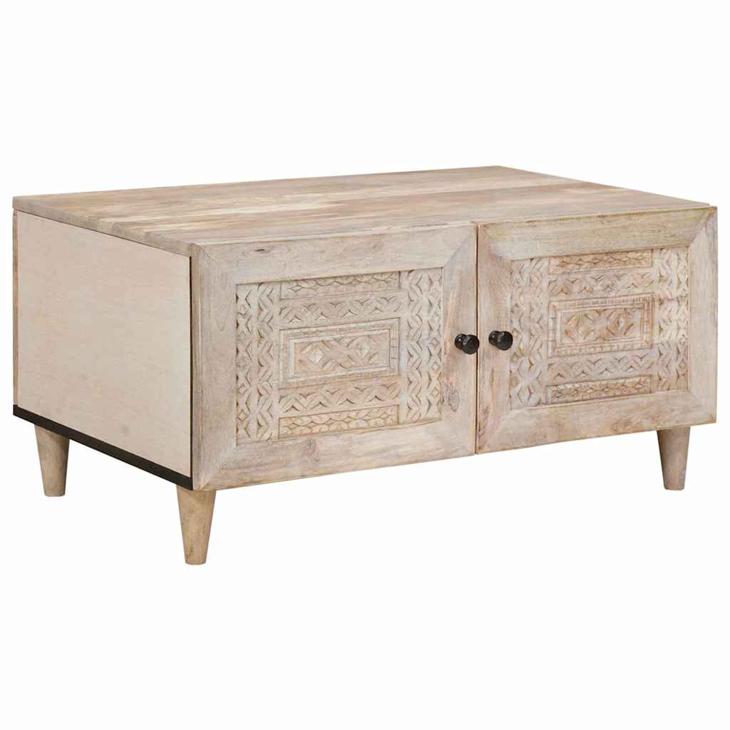Coffee Table with Door Beige 80 x 50 x 40 cm Solid mango wood