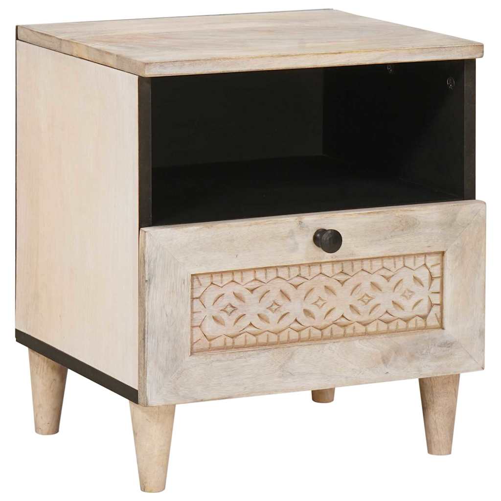 Bedside Table 2 pcs Beige 40 x 33 x 46 cm Solid mango wood