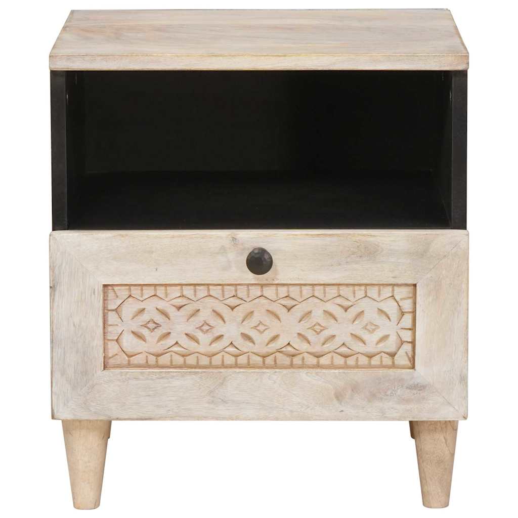 Bedside Table 2 pcs Beige 40 x 33 x 46 cm Solid mango wood