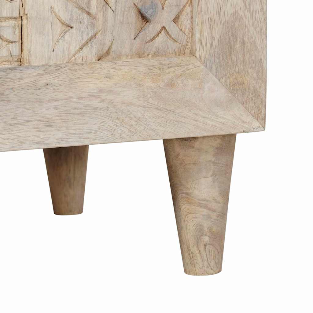 Bedside Table with Door Beige 50 x 33 x 60 cm Solid mango wood