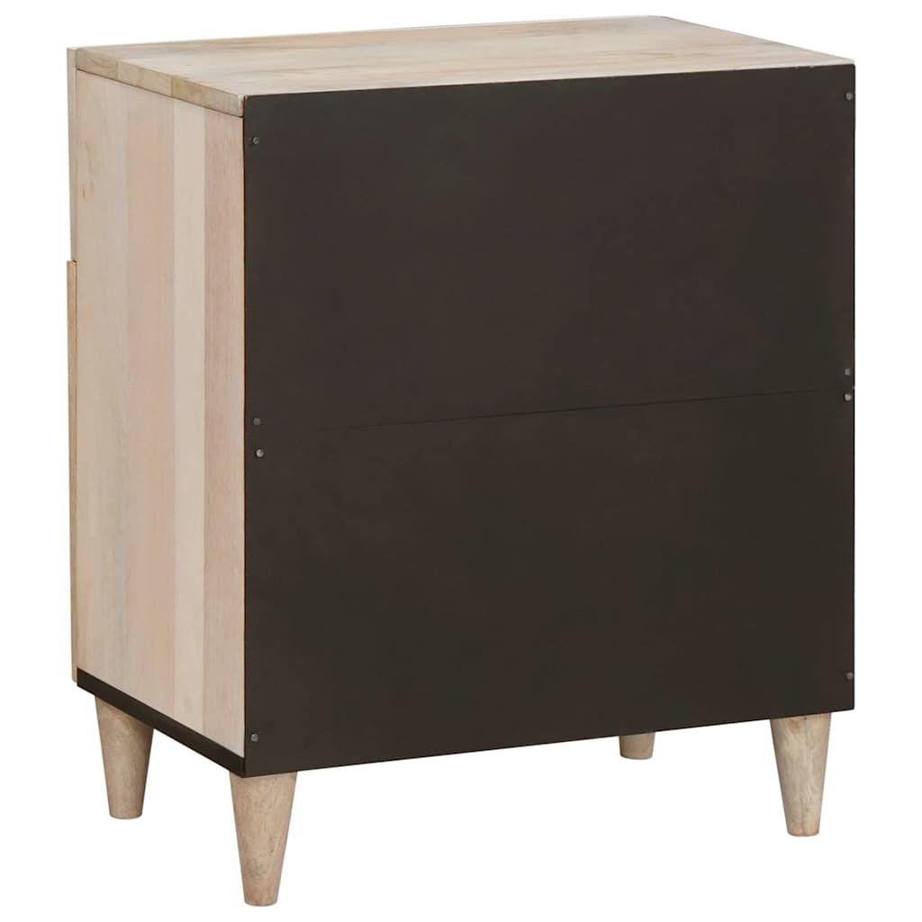Bedside Table with Door Beige 50 x 33 x 60 cm Solid mango wood