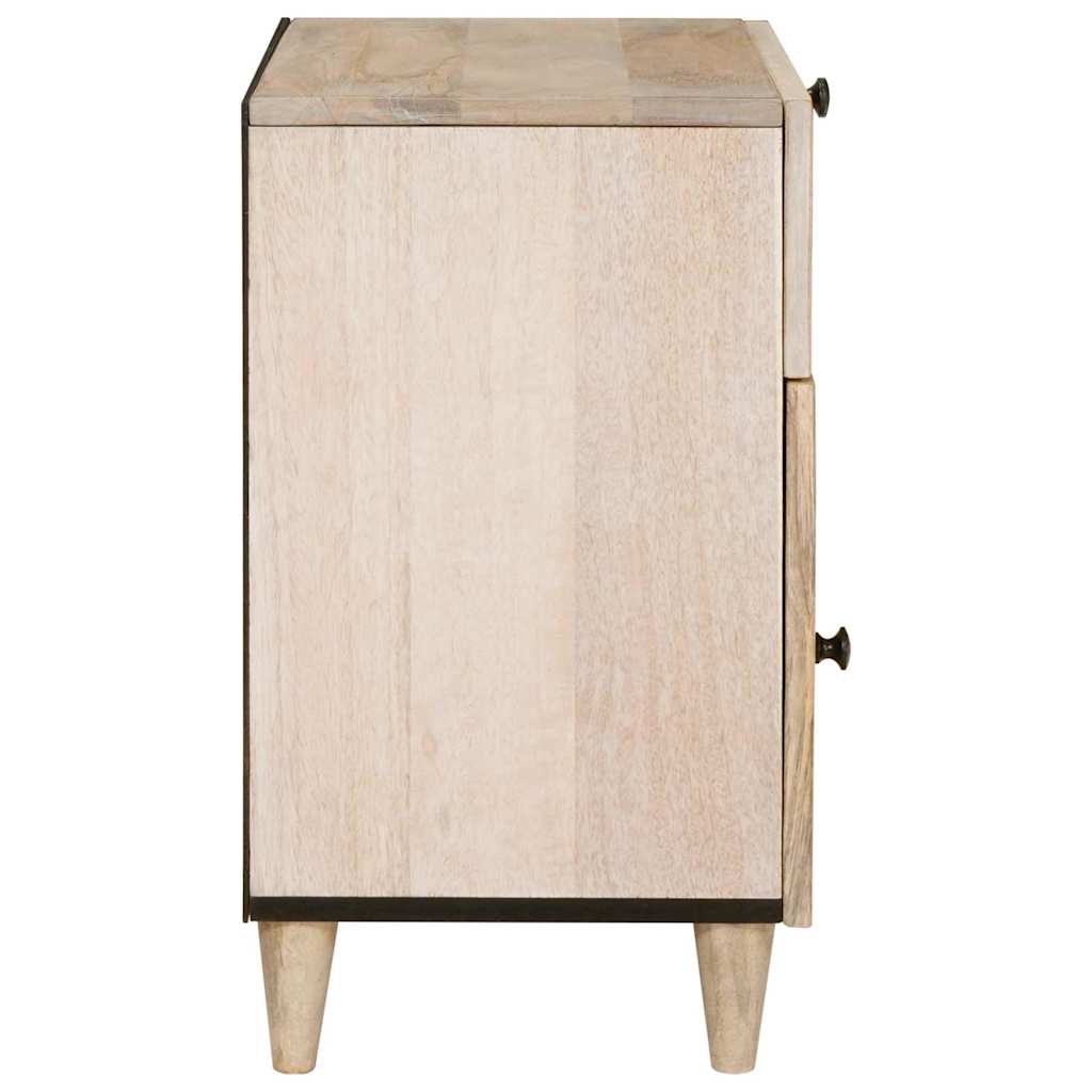 Bedside Table with Door Beige 50 x 33 x 60 cm Solid mango wood
