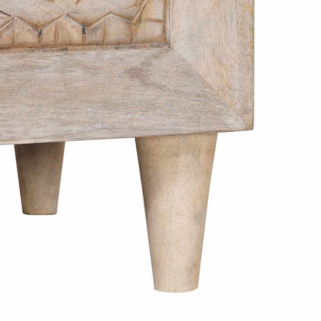 Bedside Table with Shelf Beige 50 x 33 x 60 cm Solid mango wood