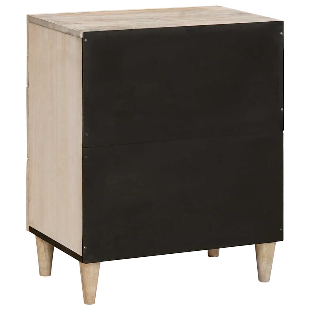 Bedside Table with Shelf Beige 50 x 33 x 60 cm Solid mango wood