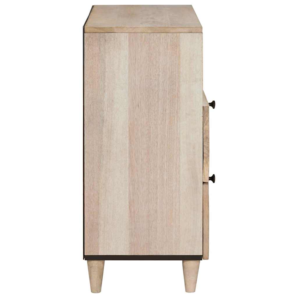 Bedside Table with Shelf Beige 50 x 33 x 60 cm Solid mango wood