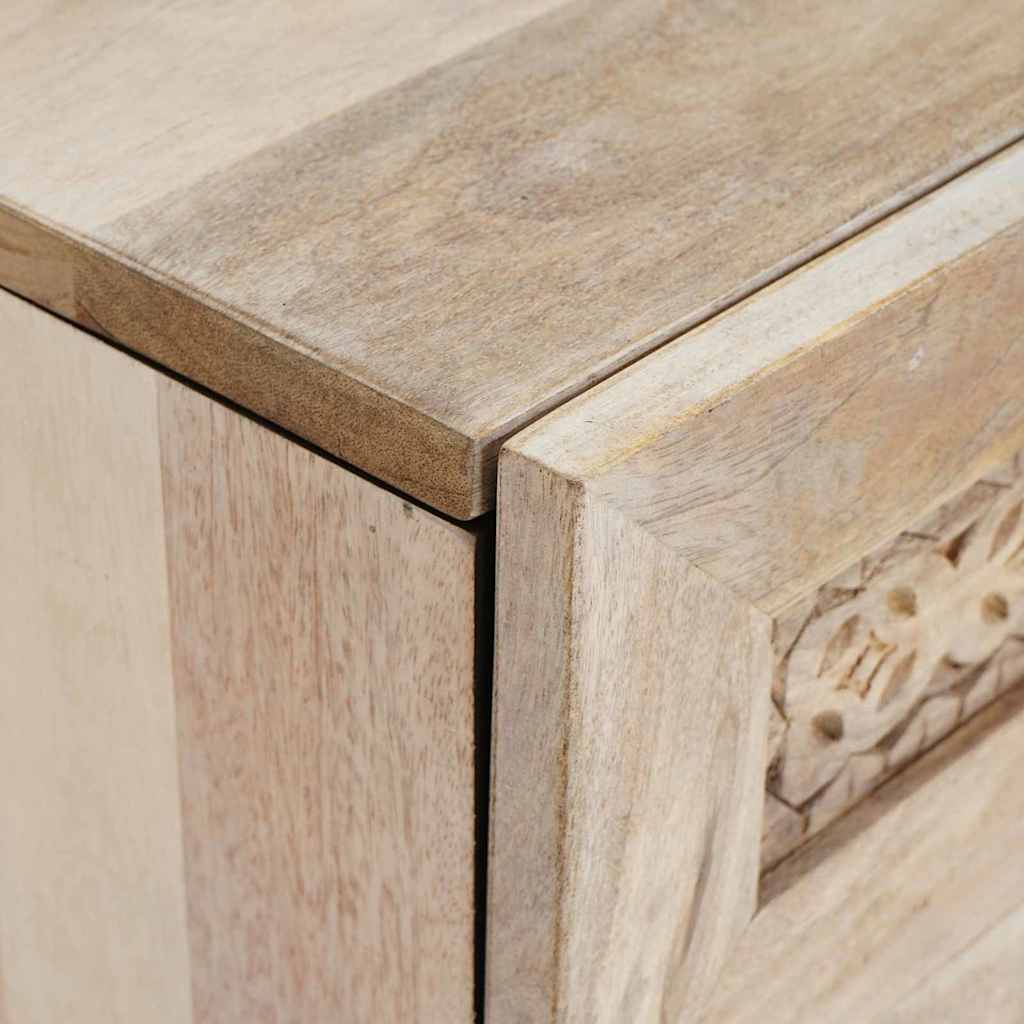 Bedside Table with Door Beige 50 x 33 x 60 cm Solid mango wood