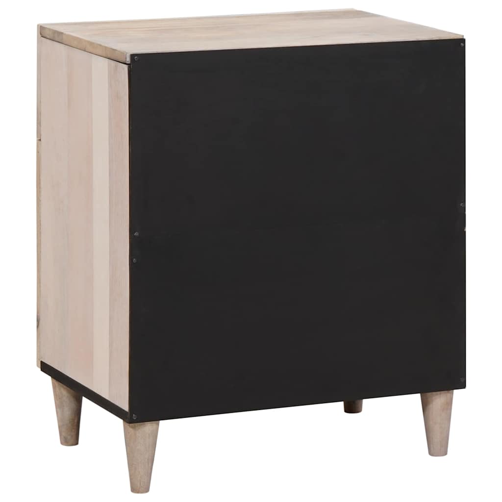 Bedside Table with Door Beige 50 x 33 x 60 cm Solid mango wood