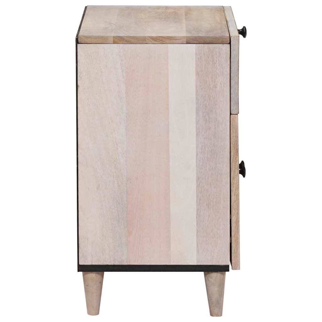 Bedside Table with Door Beige 50 x 33 x 60 cm Solid mango wood