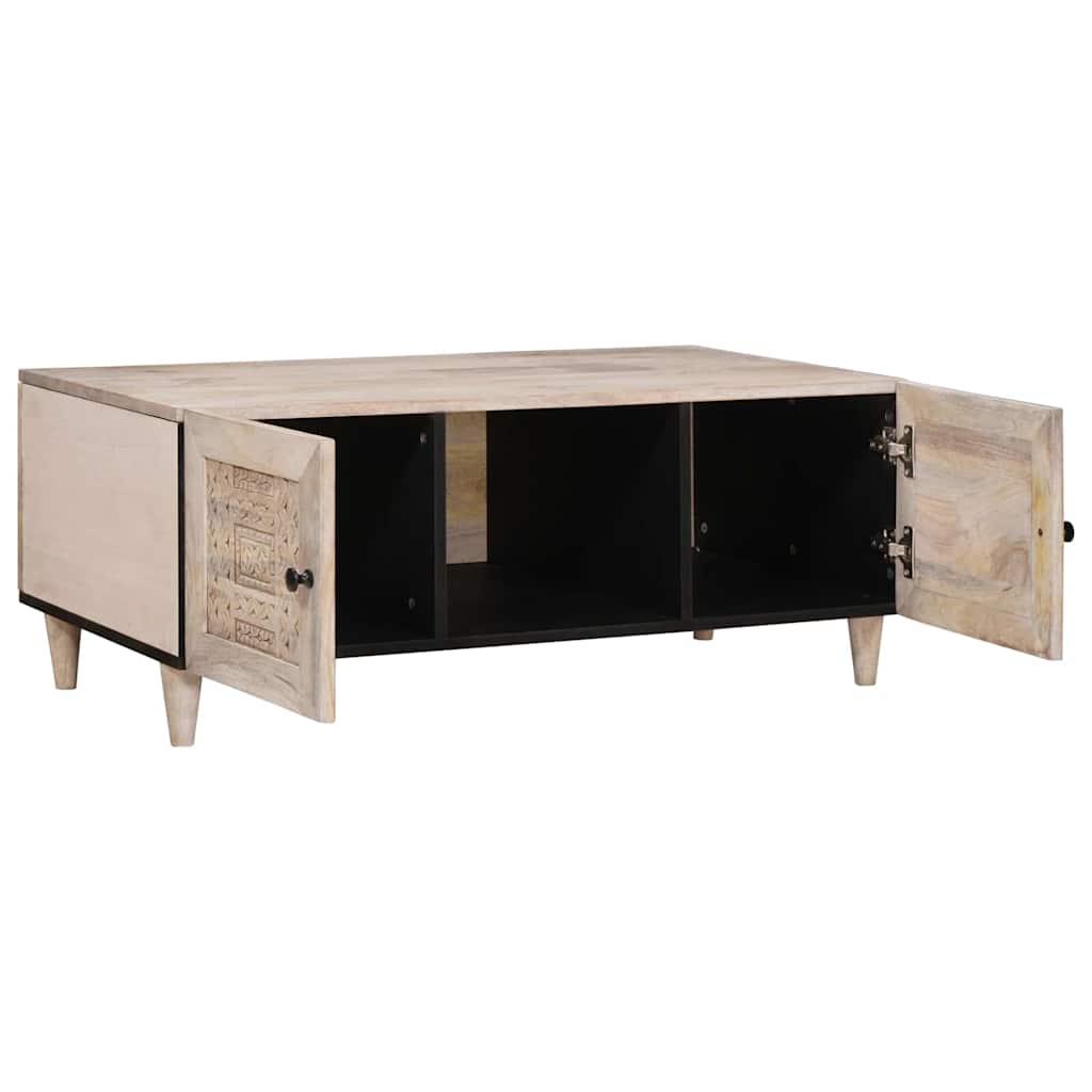 Coffee Table with Shelf Beige 100 x 54 x 40 cm Solid mango wood