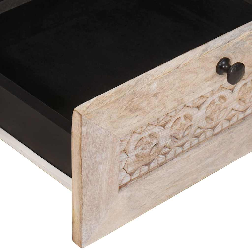 Coffee Table with Drawer White 80 x 54 x 40 cm Solid mango wood