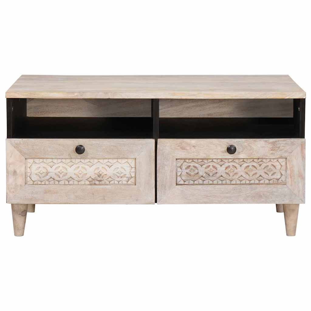Coffee Table with Drawer White 80 x 54 x 40 cm Solid mango wood