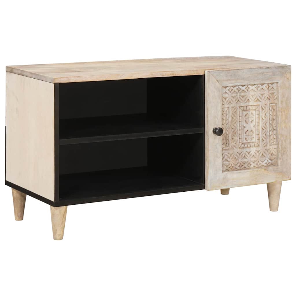 TV Cabinet with Shelf White 80 x 33 x 46 cm Solid mango wood