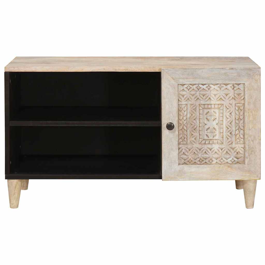 TV Cabinet with Shelf White 80 x 33 x 46 cm Solid mango wood