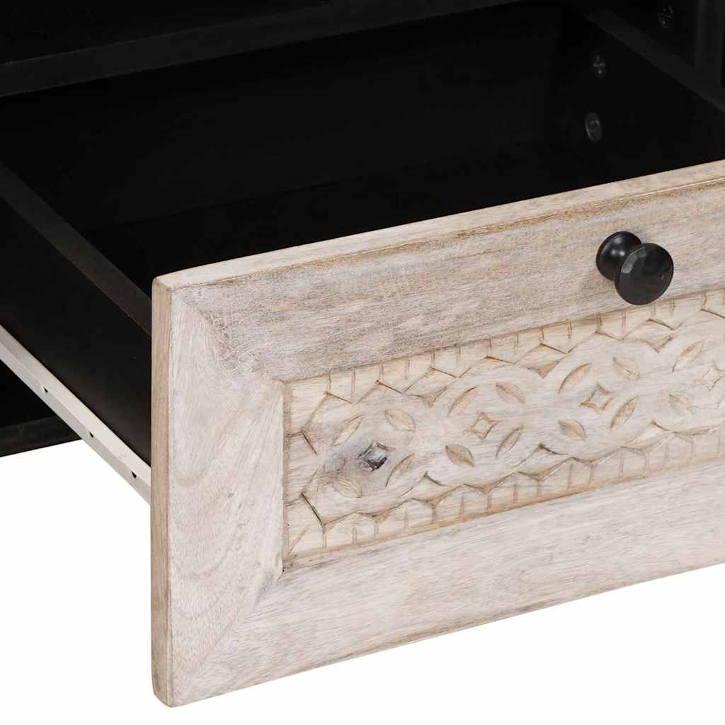 TV Cabinet with Drawer White 105 x 33 x 46 cm Solid mango wood