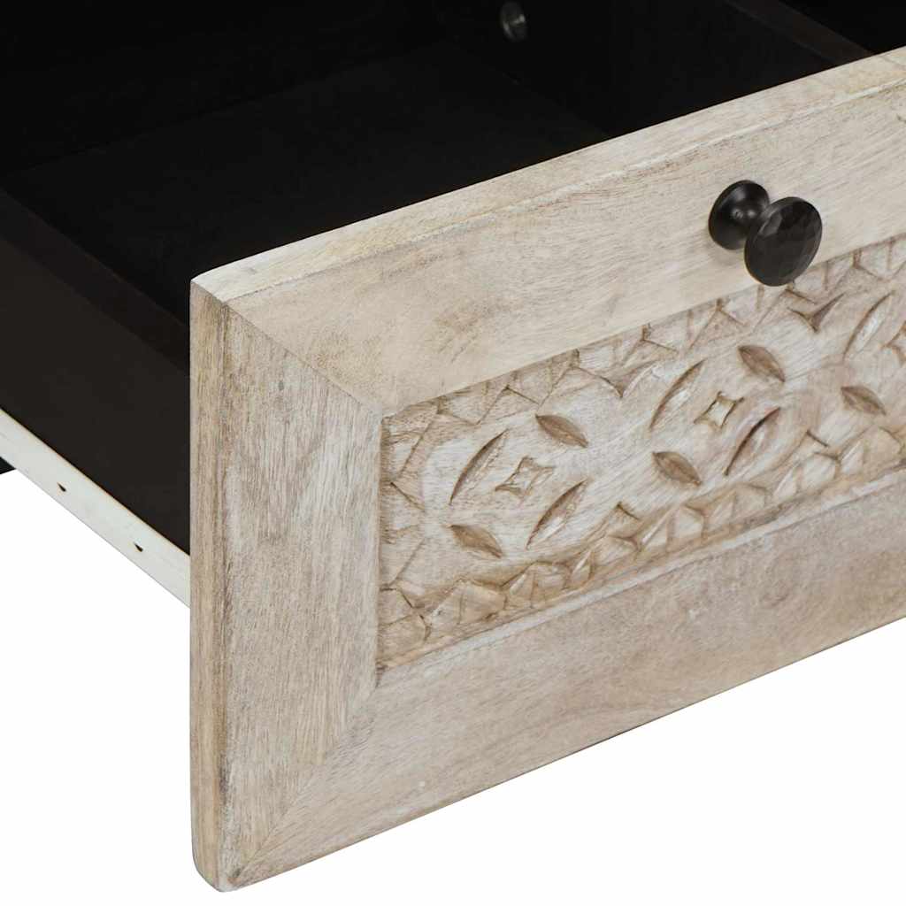 TV Cabinet with Drawer White 100 x 33 x 46 cm Solid mango wood