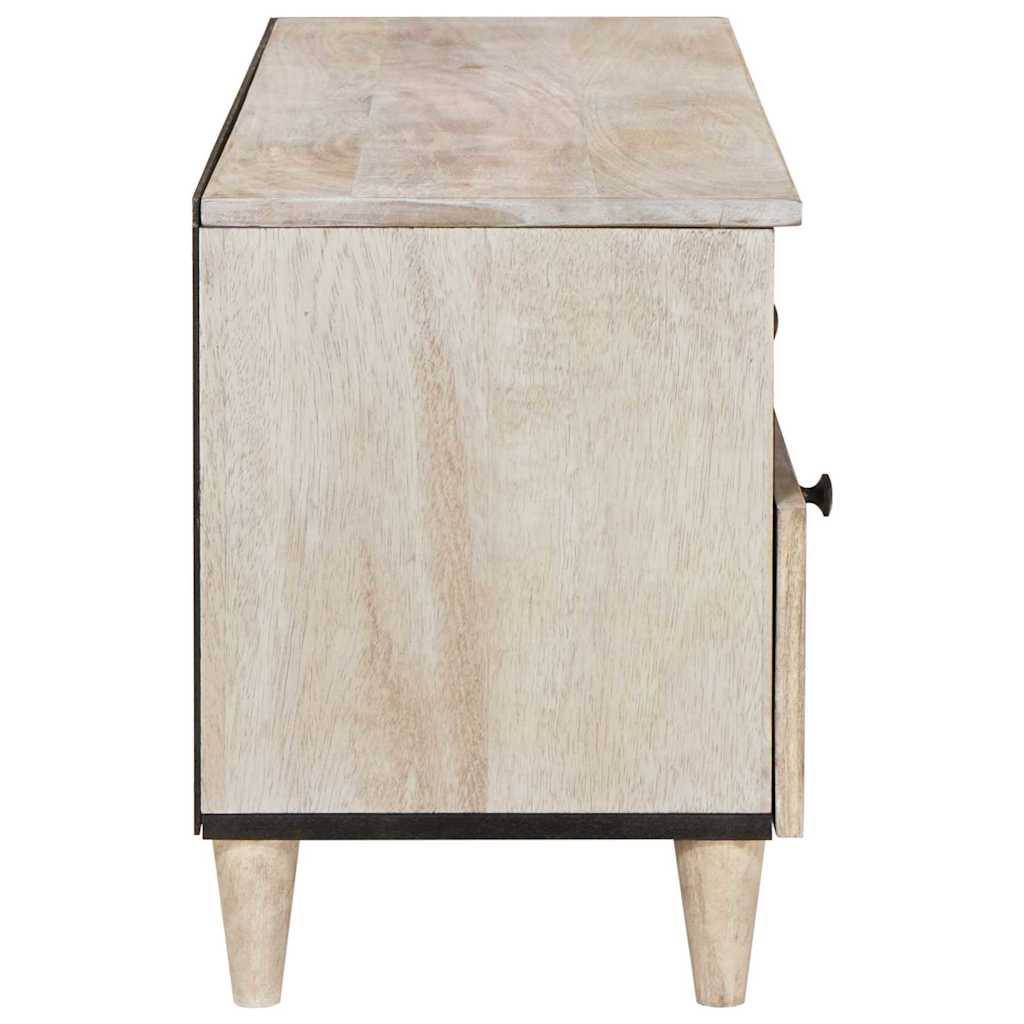 TV Cabinet with Drawer White 100 x 33 x 46 cm Solid mango wood