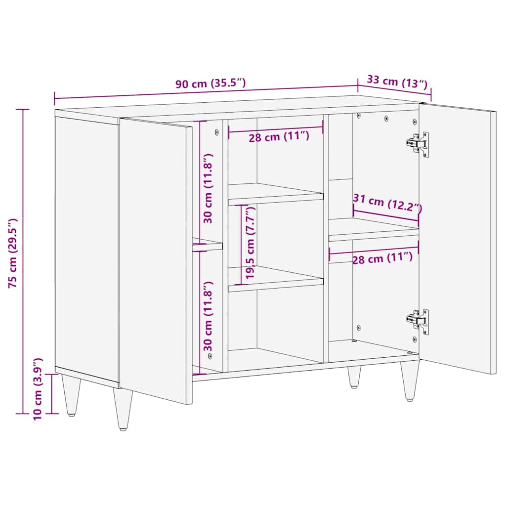 Sideboard White 33.5 x 90 x 75 cm