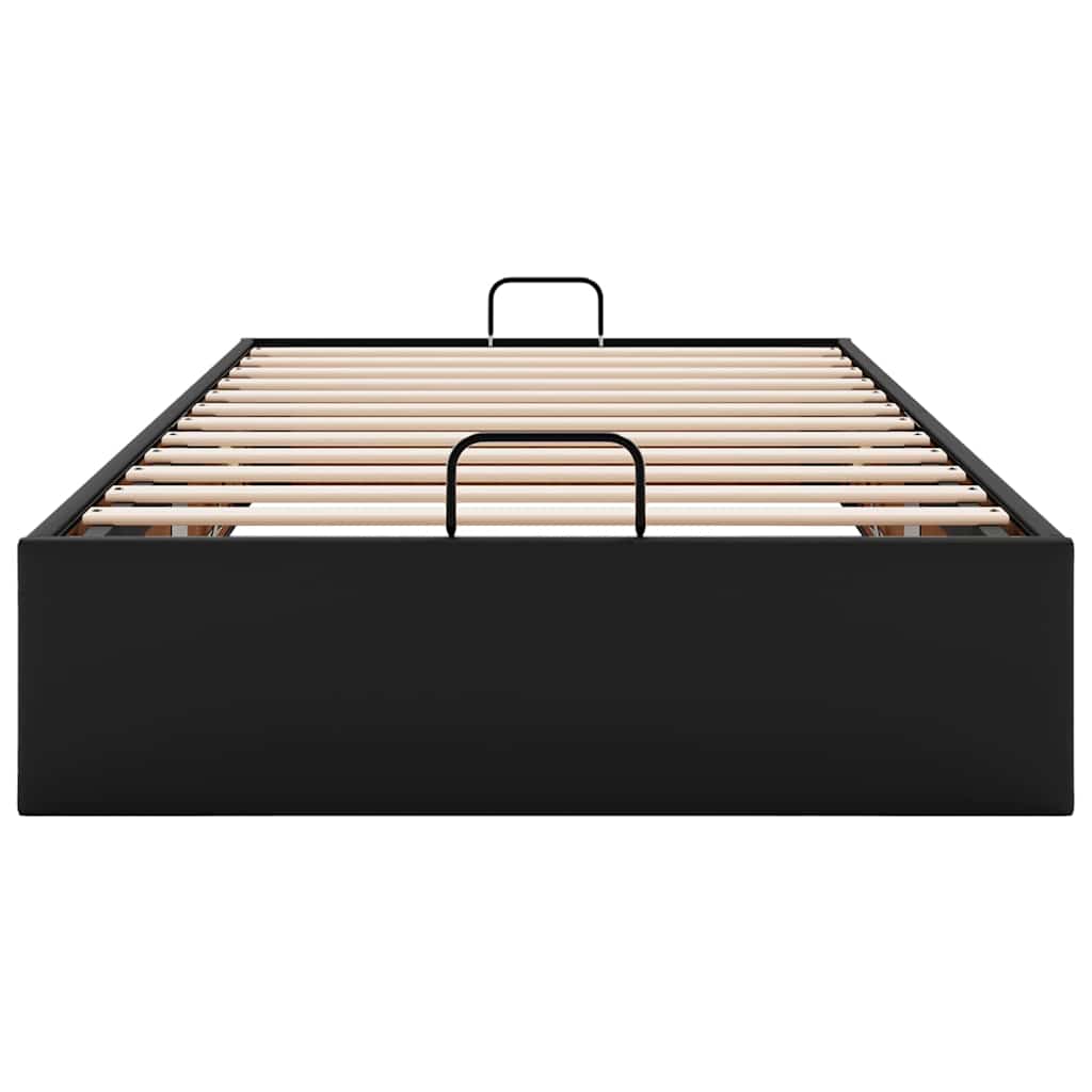 Ottoman Bed Frame without Mattress Black Single Faux Leather