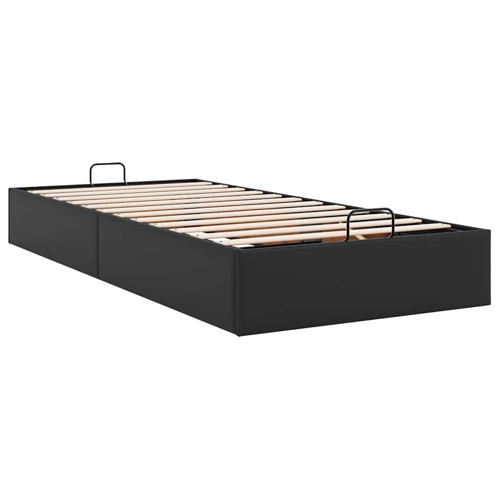 Ottoman Bed Frame without Mattress Black Single Faux Leather