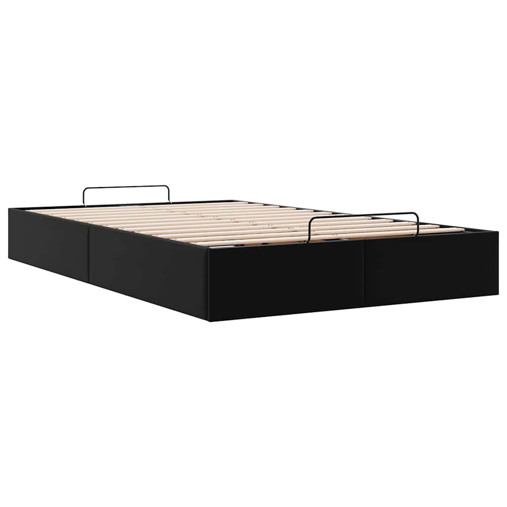 Ottoman Bed Frame without Mattress Black Double Faux Leather