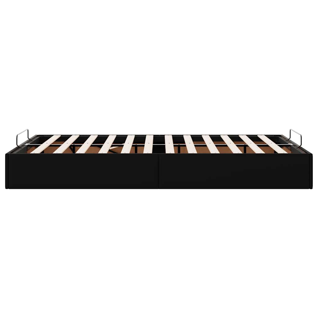 Ottoman Bed Frame without Mattress Black Double Faux Leather