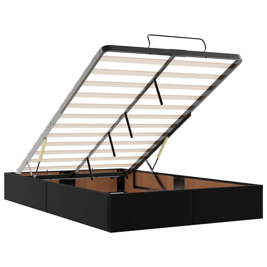 Ottoman Bed Frame without Mattress Black Double Faux Leather