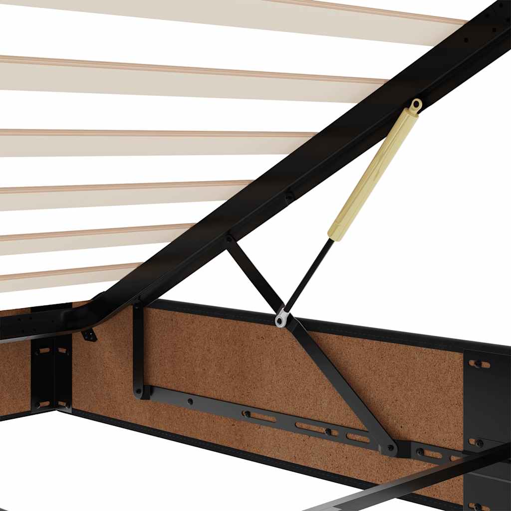 Ottoman Bed Frame without Mattress Black Double Faux Leather