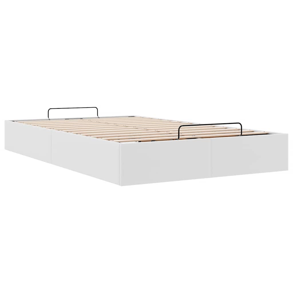 Ottoman Bed Frame without Mattress White Double Faux Leather