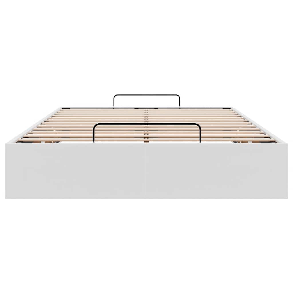 Ottoman Bed Frame without Mattress White Double Faux Leather