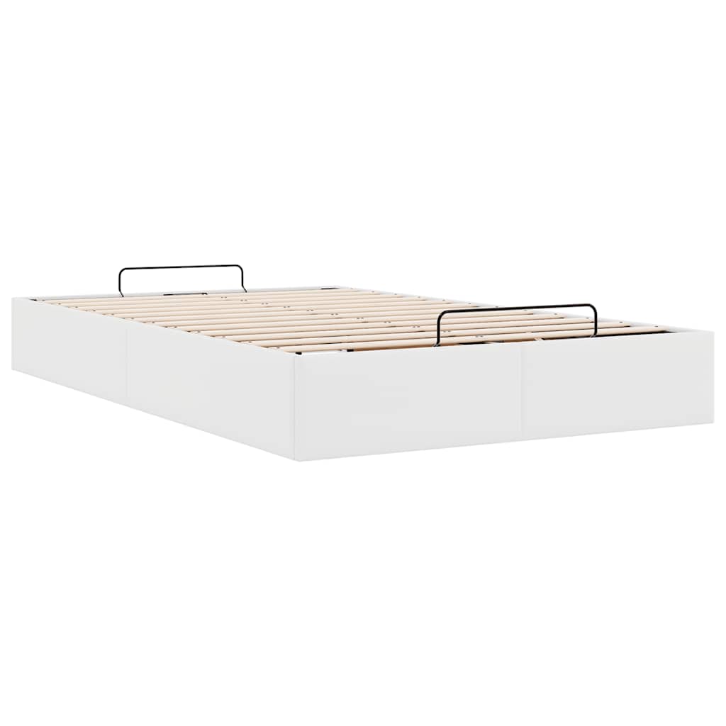 Ottoman Bed Frame without Mattress White Double Faux Leather