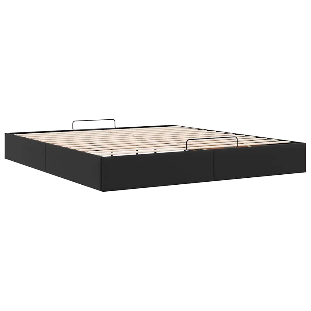 Ottoman Bed Frame without Mattress Black Super King Faux Leather