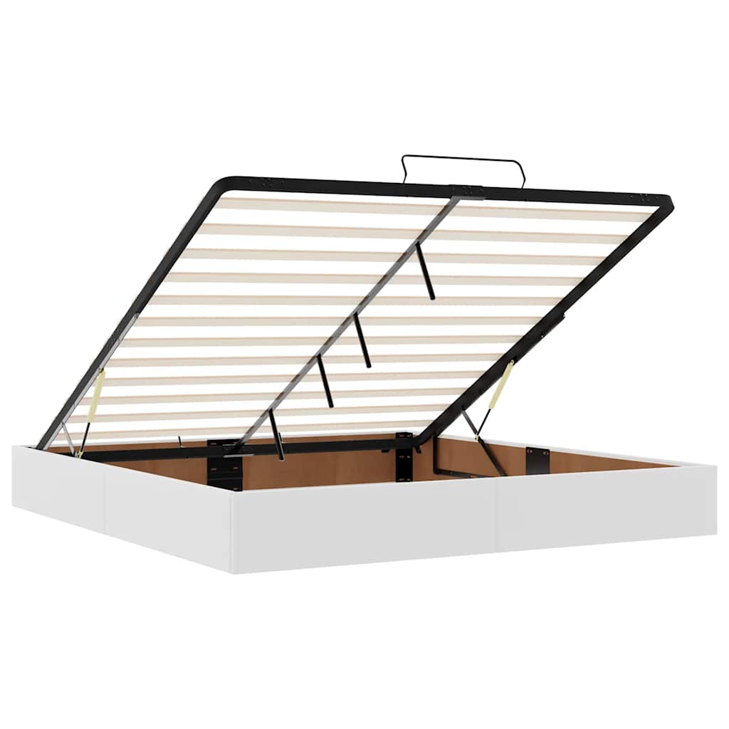 Ottoman Bed Frame without Mattress White Super King Faux Leather