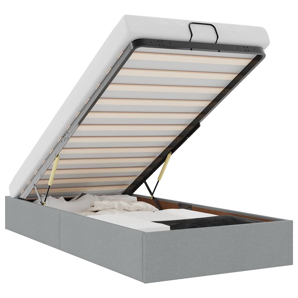 Ottoman Bed Frame without Mattress Light Grey Single Fabric
