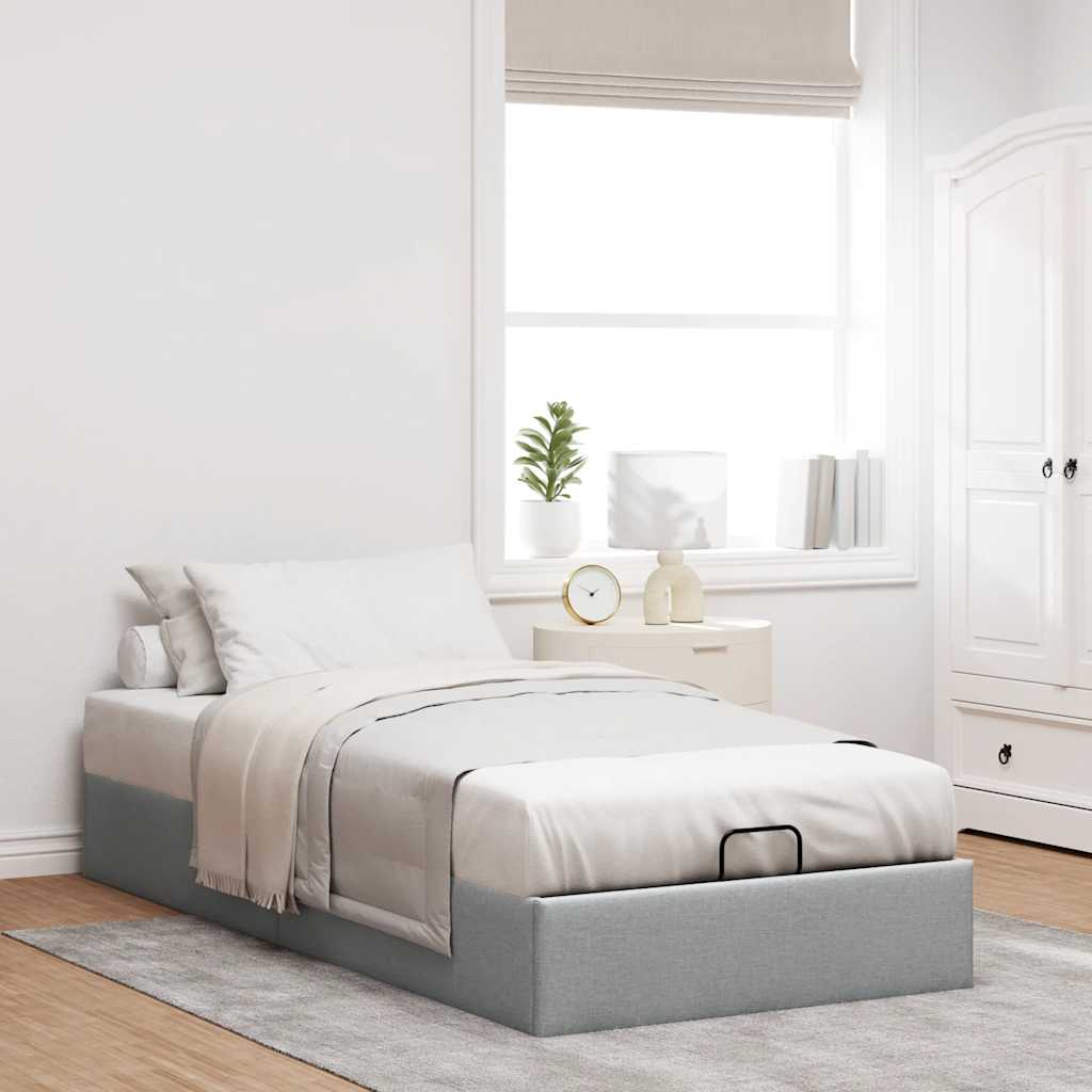 Ottoman Bed Frame without Mattress Light Grey Single Fabric