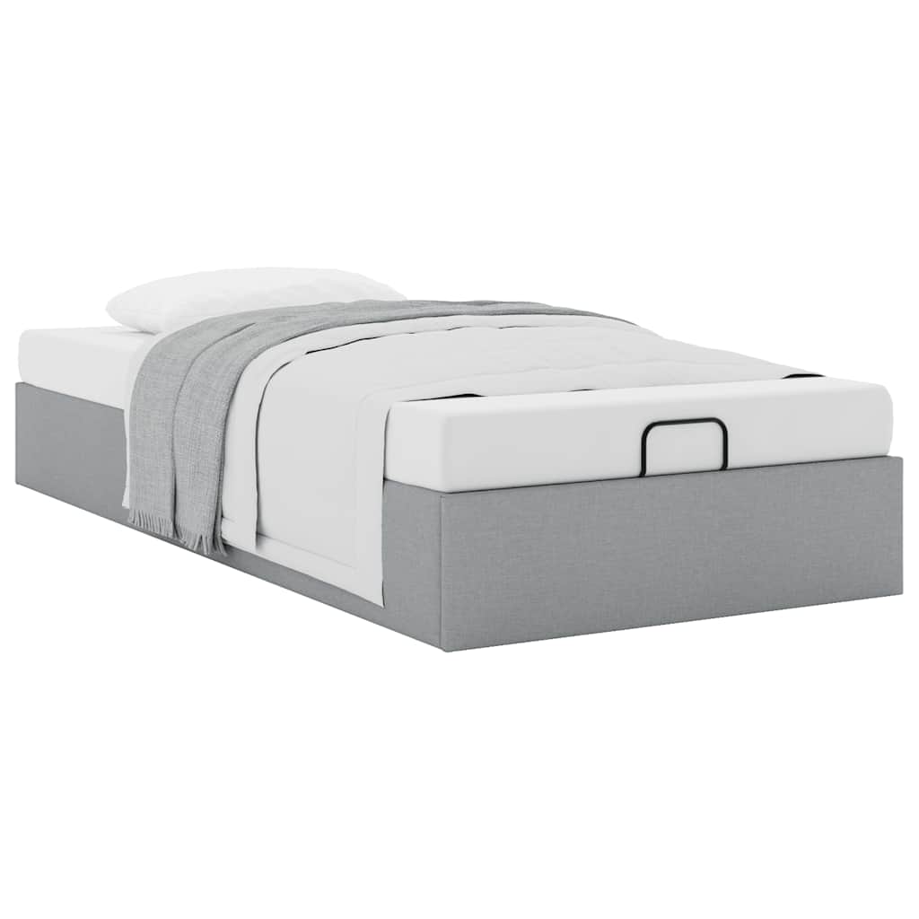 Ottoman Bed Frame without Mattress Light Grey Single Fabric